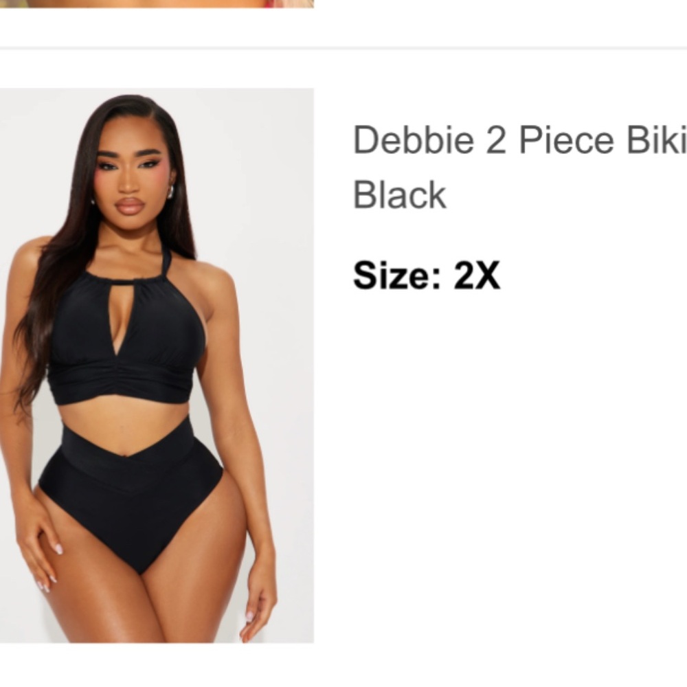 Fashion Nova Black 2-Piece Bikini Set 2X NWT